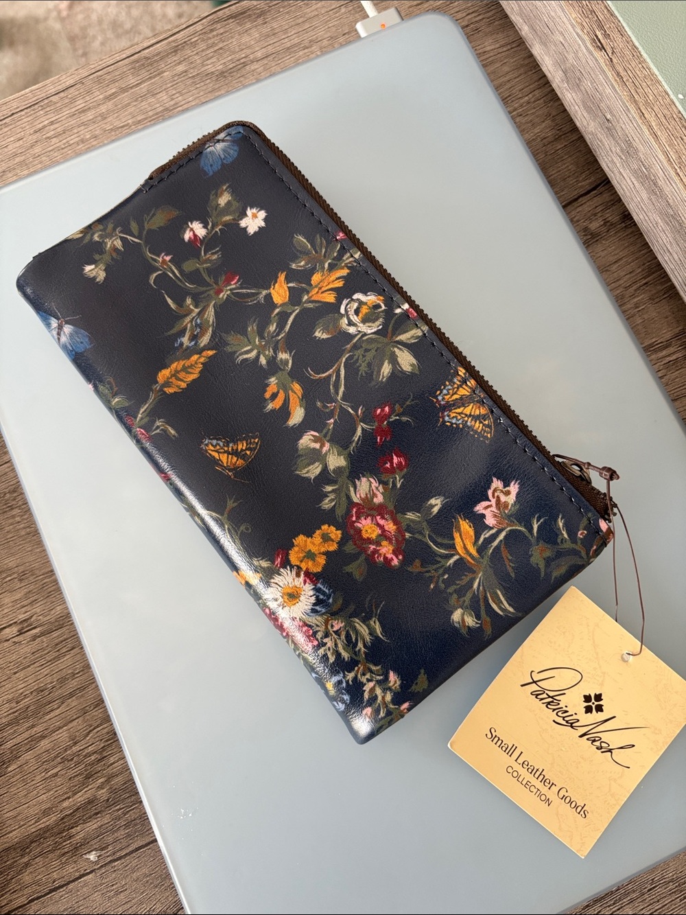 Patricia Nash Navy Floral Zip-Around Wallet
